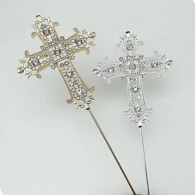 Cruz Topper Para Torta Metal Con Strass