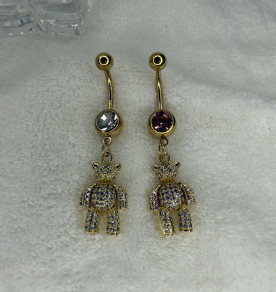 Ombligo osito strass dorado