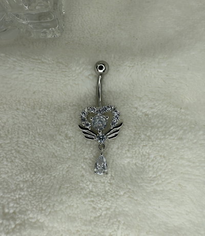 Ombligo corazón multicristal gota colgante