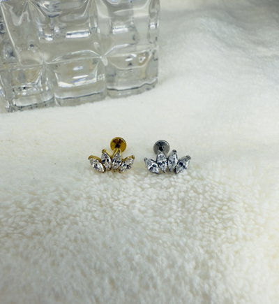 Labret cuatro puntas strass
