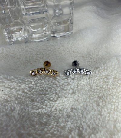 Labret corazones strass