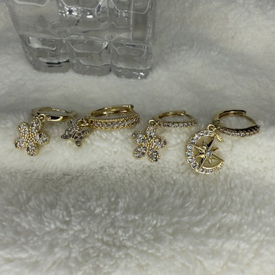 Aros formas strass dorado