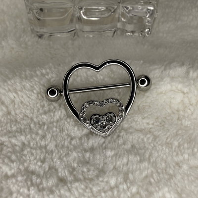 Nipple doble corazón strass