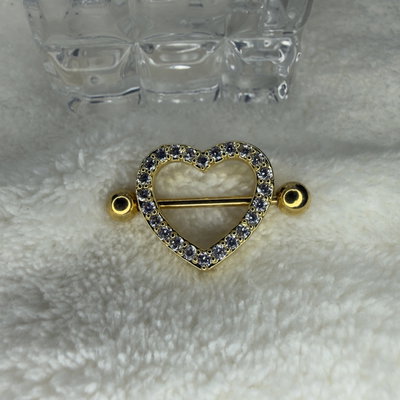 Nipple corazón multicristal dorado