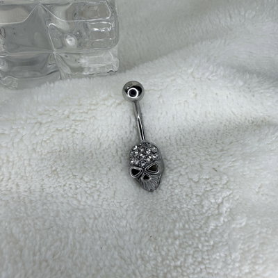 Ombligo calavera strass