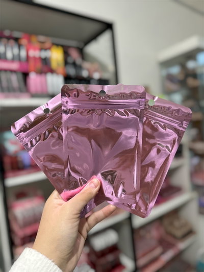 3 BOLSAS DOYPACK ROSA METALIZADAS 10X15 CM