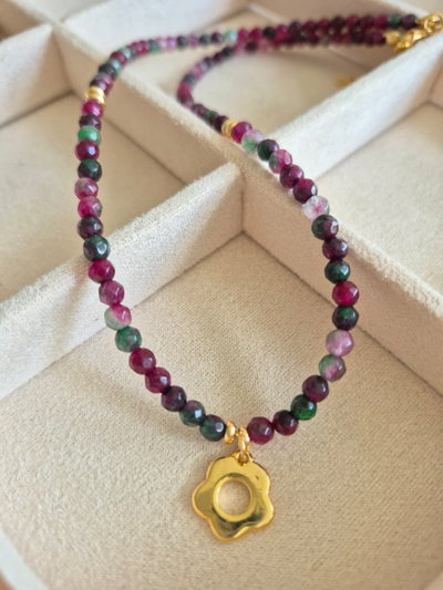 Collar Flor Borgoña 