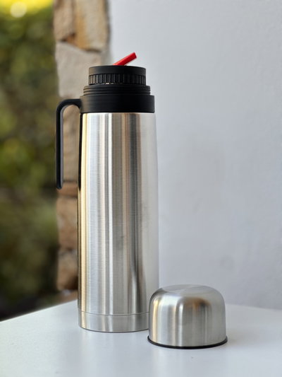 Termo Media Manija 1L Plateado