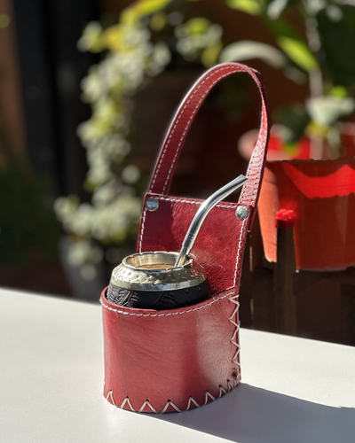 Porta Mate Canasta Matera Ecocuero Con Tiras Para Auto