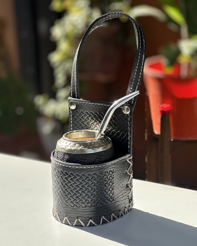 Porta Mate Canasta Matera Ecocuero Con Tiras Para Auto