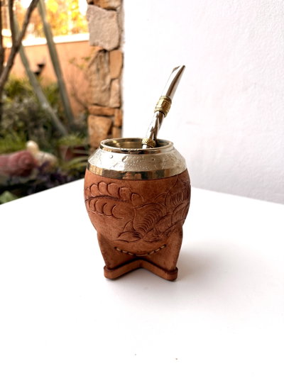 Mate Torpedo Marrón Repujado