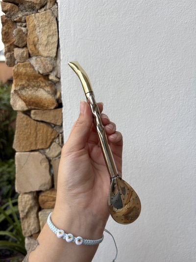 Bombillon Pico de Loro Bronce y Alpaca Cincelada