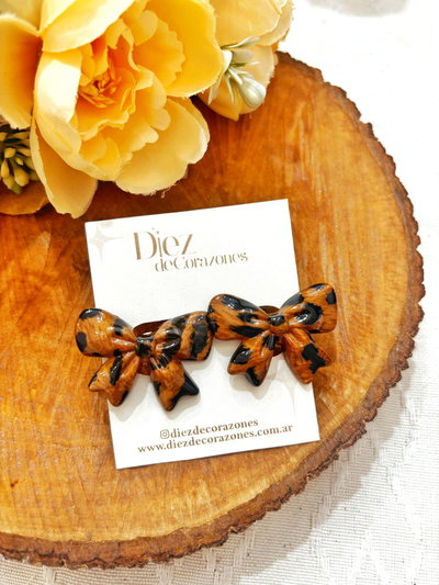aros bijou moños leopard