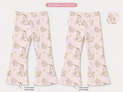 CALZA OXFORD CONEJOS Y MARIPOSA ROSA