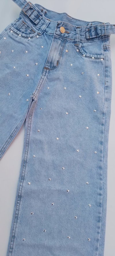 JEANS WIDE LEG ESTRELLAS CELESTE 