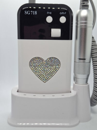 Torno inalambrico corazon strass blanco 45.000 rpm