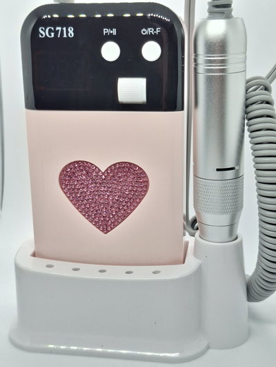Torno inalambrico corazon strass rosa 45.000 rpm