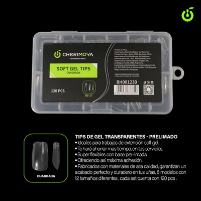 SOFT GEL TIPS CUADRADA CORTA CHERIMOYYA