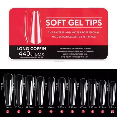 soft gel tips long coffin