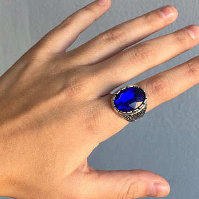 Anillo dark ovalado azul