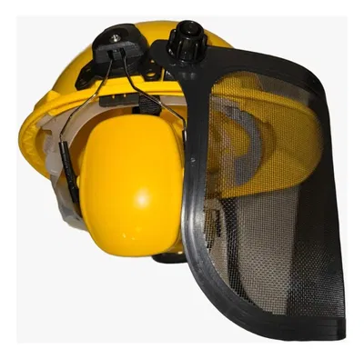 Protector Auditivo Facial Visor Malla Casco Mascara Amarillo