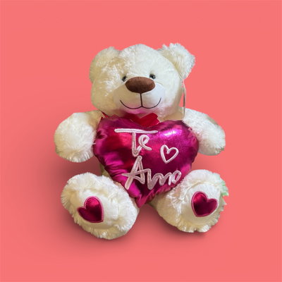 Osito blanco, te amo en rosa