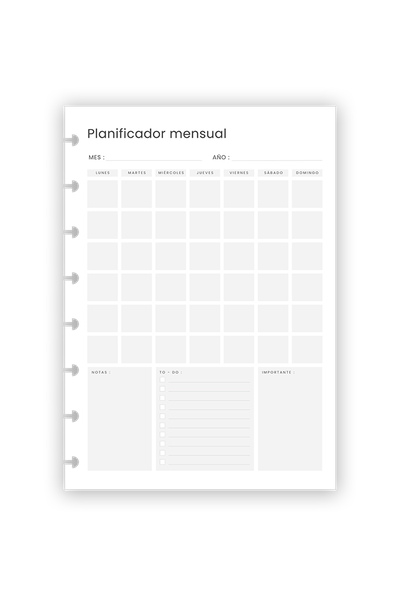 Planificador mensual gray
