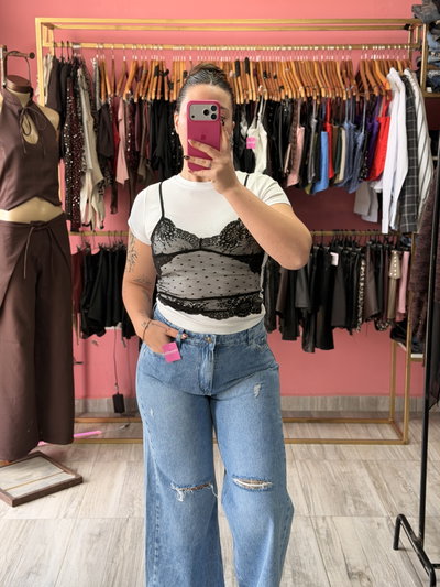 Wide leg con roturas 