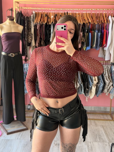 Manga larga strass