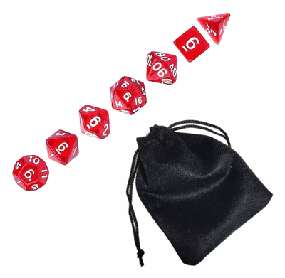 Set De 7 Dados Para Rol Translucido con Bolsa