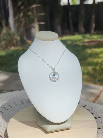 Collar Sol y Cristal azul 