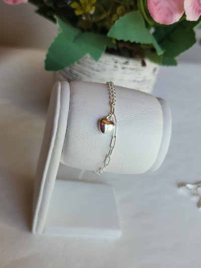 Pulsera Doble Cadena y Corazón