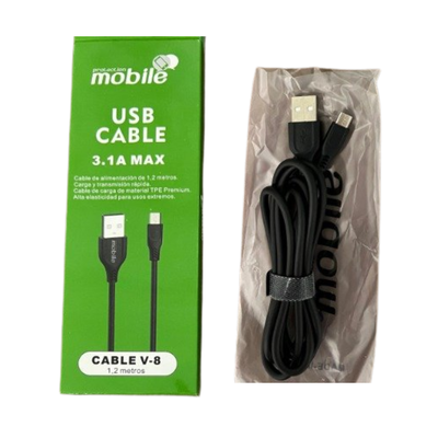 Cable USB a Micro USB (V8) PROTECTION MOBILE 1,2m - Carga y Transmision de Datos 