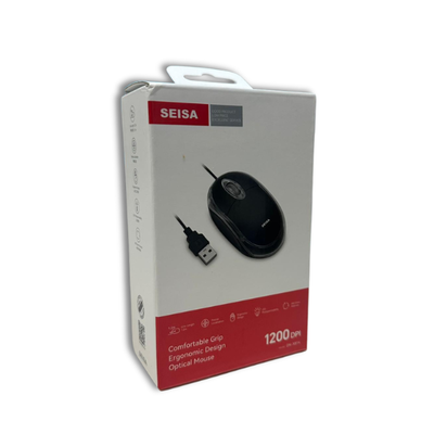 Mouse Óptico USB SEISA (1200 DPI) - Precisión y Comodidad