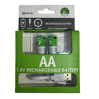 Pilas AA Recargables USB-C Deleex 2600mAh 1.5V + Cable Dual
