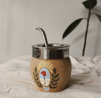 Mate pintado a mano con virola Escudo Nacional