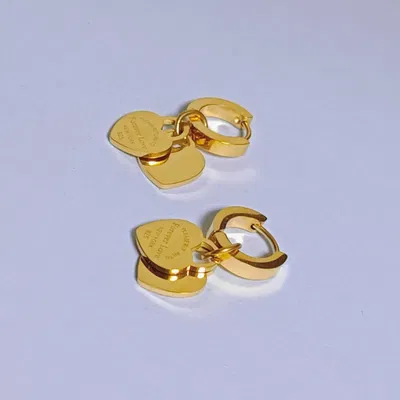 AROS TIFFANY DOBLE CORAZON DORADOS