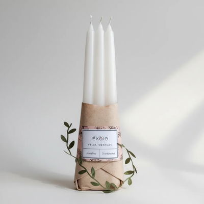 3 Velas Cónicas 25 cm