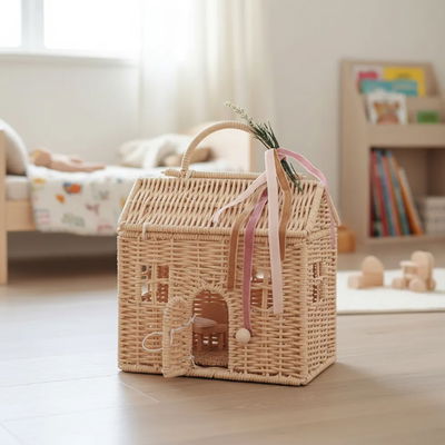 Casa Muñecas Valija Simil Ratán