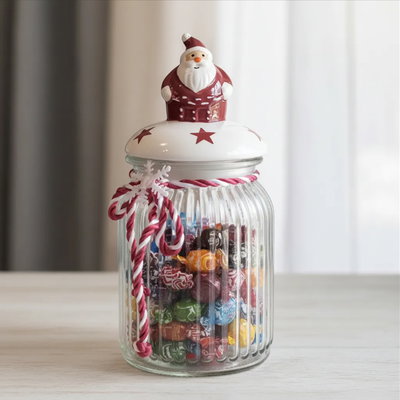 Frasco Vidrio Y Cerámica Papá Noel
