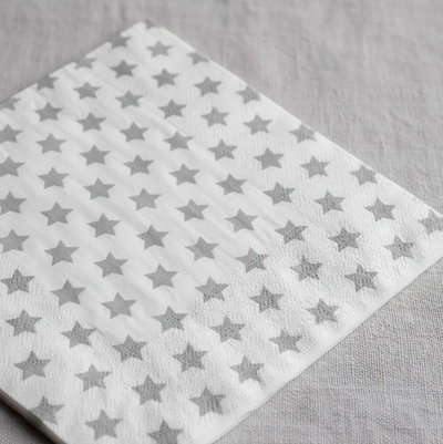 Servilletas Papel Estampadas 33x33 Estrellas grises