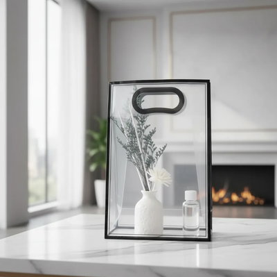 5 Bolsas Transparentes Premium borde color Negro