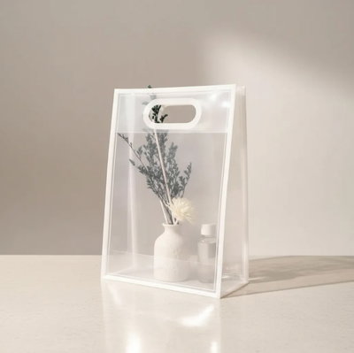 5 Bolsas Transparentes Premium borde color blanco