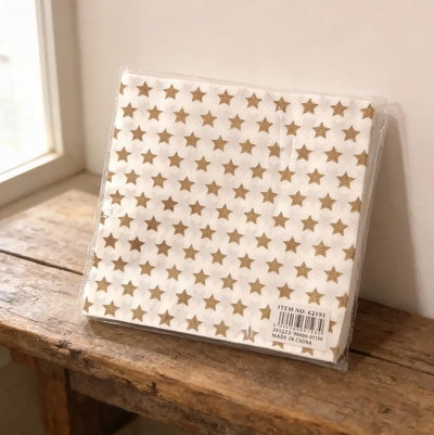 Servilletas Papel Estampadas 33x33 Estrellas Caqui