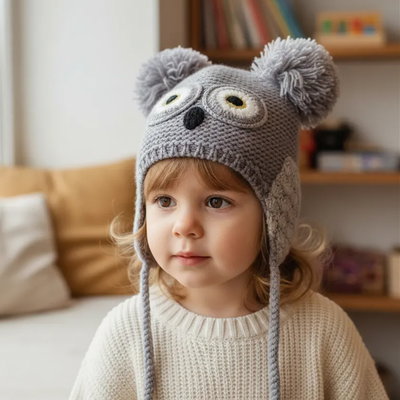 Gorro Tejido De Lana Infantil Gris