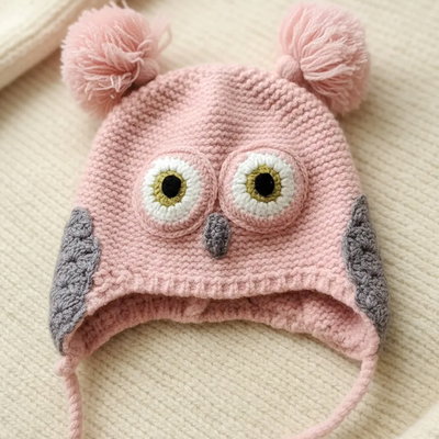 Gorro Tejido De Lana Infantil Rosa