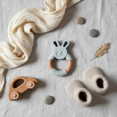 Mordillo De Silicona Y Bambú Gris