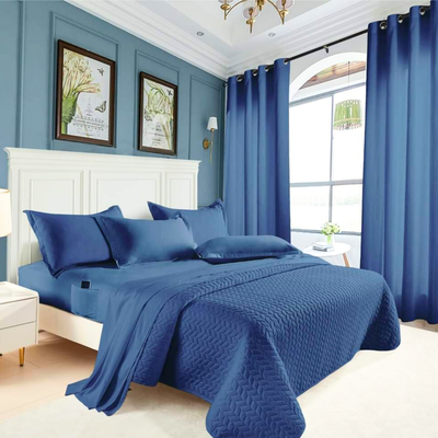 Kit Cama Queen 7 Piezas Casa Eterna 2800 Hilos Cubrecama + Sábanas + Blackout