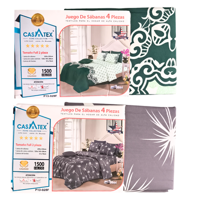 Pack Económico Juegos Sábanas 2 Plazas Casatex Algodón 1500 Hilos Estampadas