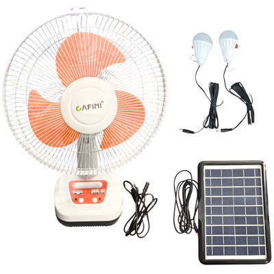 Ventilador Solar Portátil Cafini 12” Recargable con Luz